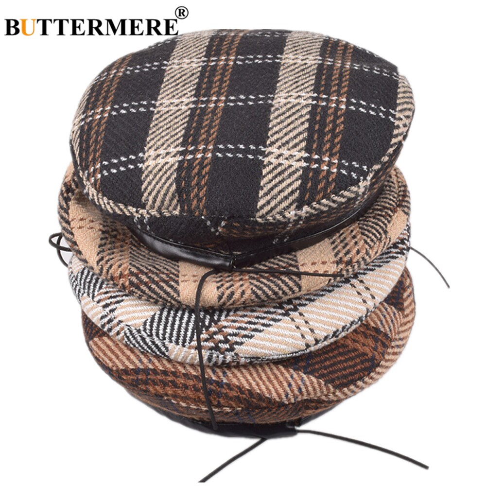 Buttermere Katoen Britse Stijl Vrouwen Winter Hoed Vintage Plaid Baretten Vrouwelijke Schilder Platte Pet 2022 Dames Franse Hoed