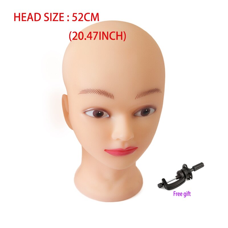 55cm Bald Mannequin Head With Clamp Cosmetology Manikin Head For Makeup Practice Female Maniqui Head For Wig Making Hat Display: Fleshtone