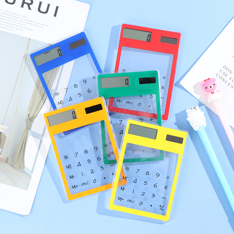 1Pc Transparent Cartoon 8-Digit Calculator Solar Energy Mini Portable Calculator