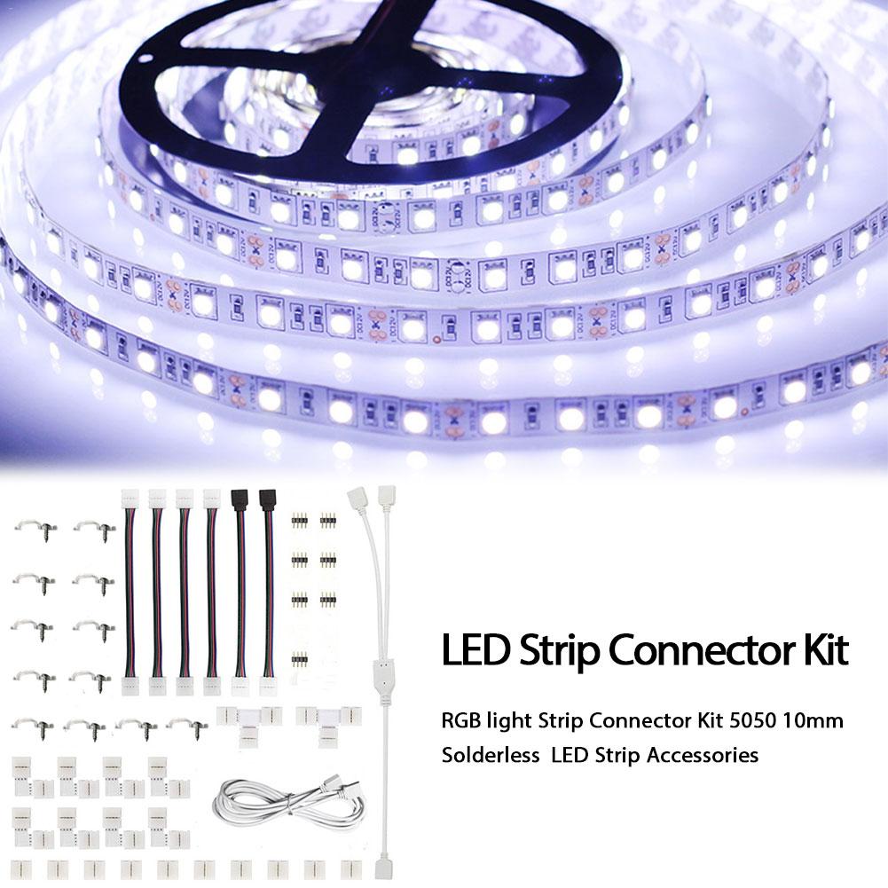 Licht Strip Connector Kit RGB 5050 10mm Soldeerloze LED Strip Quick Connector Accessoires T/L Vorm Knop Linker