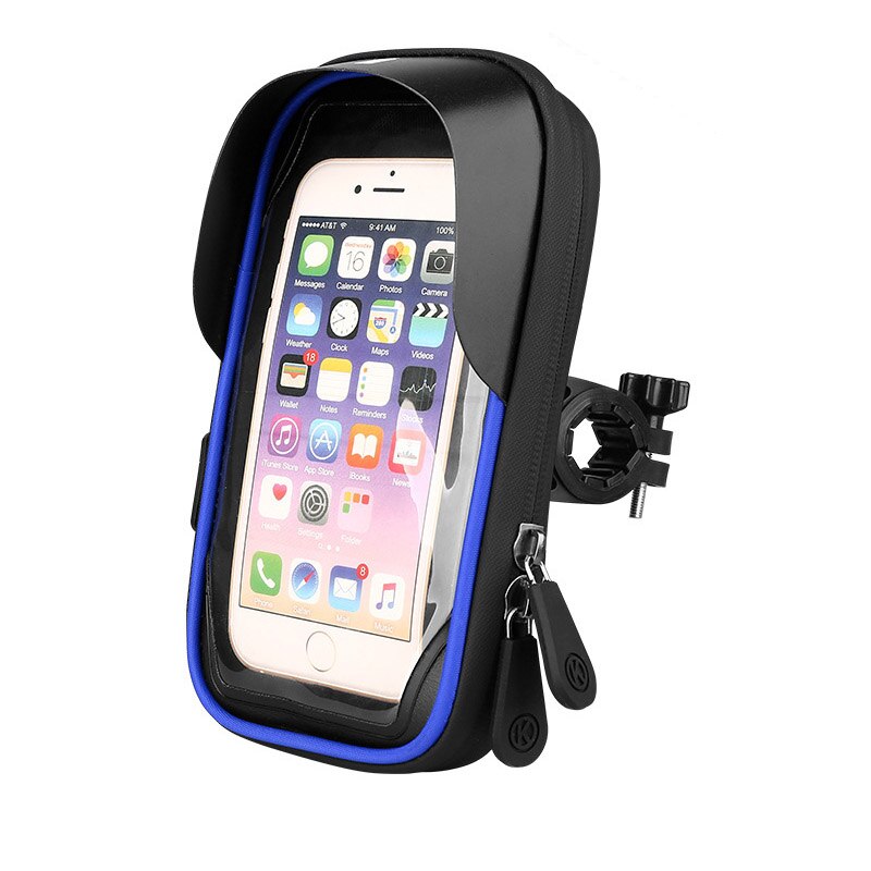 6.4 Inch Waterdichte Fiets Telefoon Houder Stand Motorfiets Stuur Mount Tas Gevallen Universele Bike Scooter Mobiele Telefoon Beugel: Blue