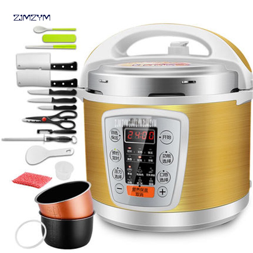 Multi-Use Smart booking Pressure slow cooking pot Cooker 900W Stainless Steel Electric Pressure Cooker Y502S 5L dual-gallon rice