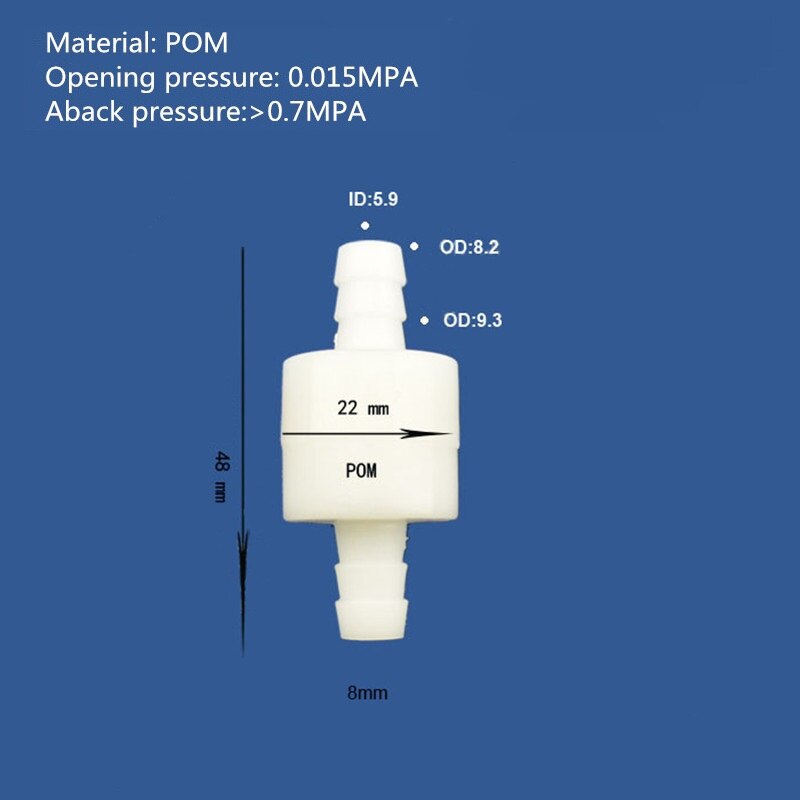 Clapet anti-retour haute pression clapet anti-retour plastique gaz liquide clapet anti-retour clapet anti-retour taille 4mm, 6mm, 8mm, 10mm, 12mm