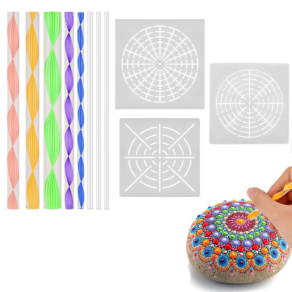 Mandala Punktierung Werkzeuge Malerei Schablonen DIY Stein Präge Anlasser Zeichnung Stift Stifte Kunst Bausatz: 12Stck A einstellen
