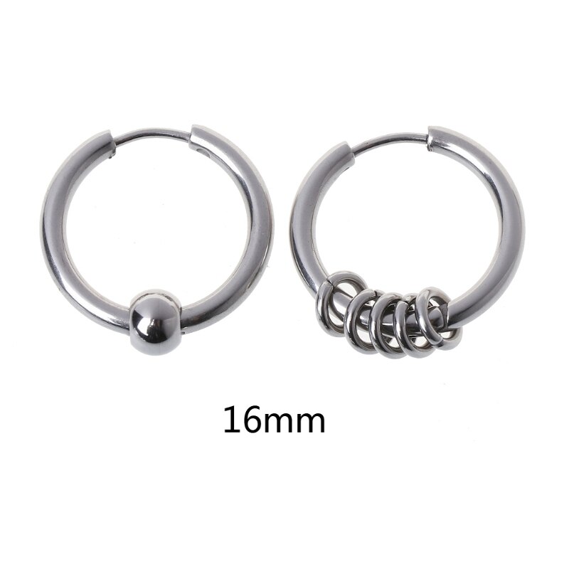 1 Paar 8Mm-20Mm Titanium Staal Hip Hop Hoop Earring Kraakbeen Helix Piercing Oorbellen: NO.16 Earrings