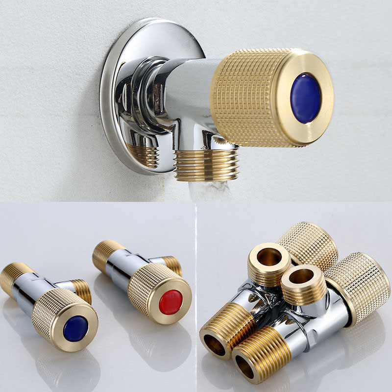 G1/2 Brass Angle Valve Water Stop Valve Bathroom Faucet Stop Valve Kitchen Sink Basin Triangle Valve Water Pressure Regulator