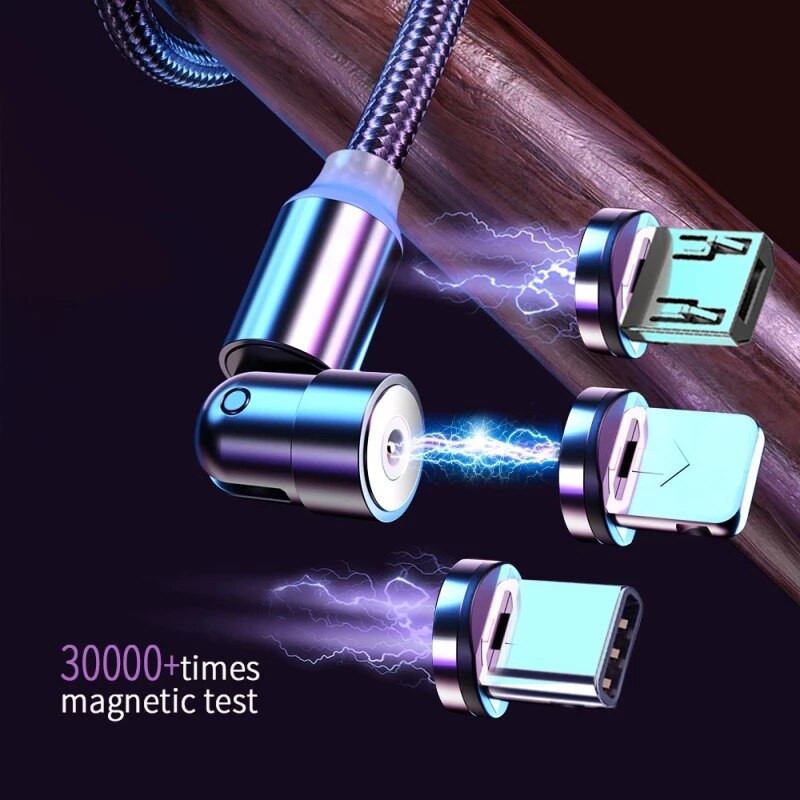 Cable magnético giratorio de 360 grados, Cable de carga USB tipo C, cargador magnético de carga rápida, Cable micromagnético giratorio de 540 grados