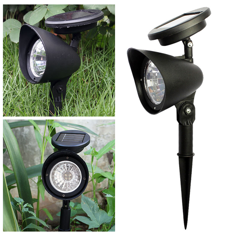 2pcs 4LED Solar Lawn Spotlight Garden Light Outdoor Waterproof Solar Panel Power Flood Lights Garden Light Pathway Light