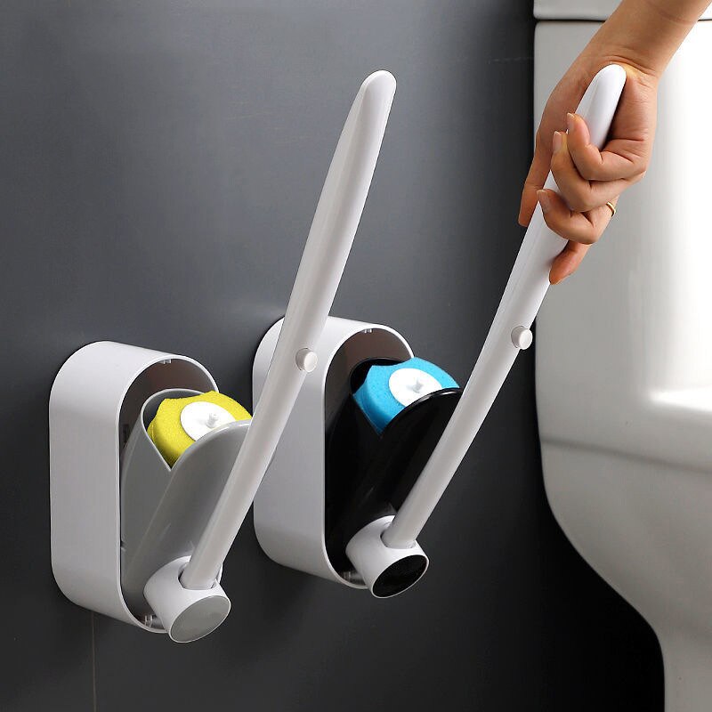 Disposable Toilet Brush Holder Plastic Toilet Bowl Cleaner Brush Without Dead Angle Wall Mounted Cleaner Bathroom Hardware