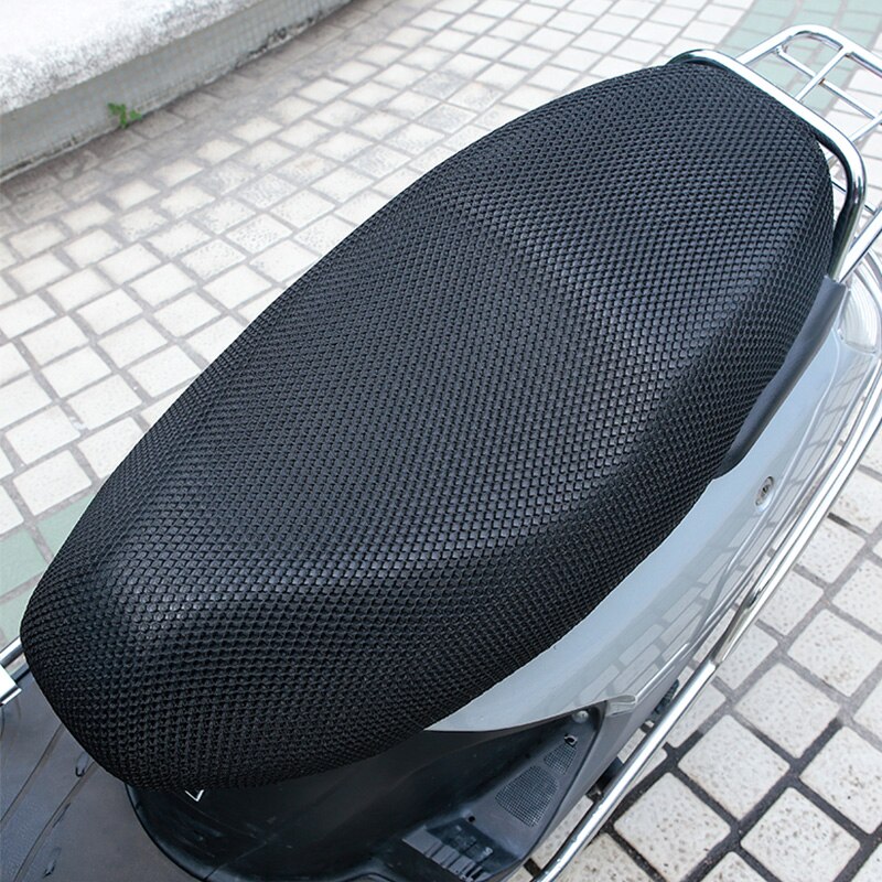 1 stk xxl 3d mesh motorcykel sæde betræk åndbar soltæt motorcykel scooter sædeovertræk pude motorcykel beskyttelse: Sort-xxl