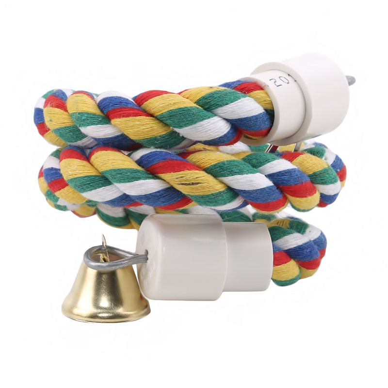 Percha para pájaros en espiral de juguete, cuerda de algodón, barra para masticar, columpio para loros, escalada, juguetes con cascabel, suministros para aves: 50cm