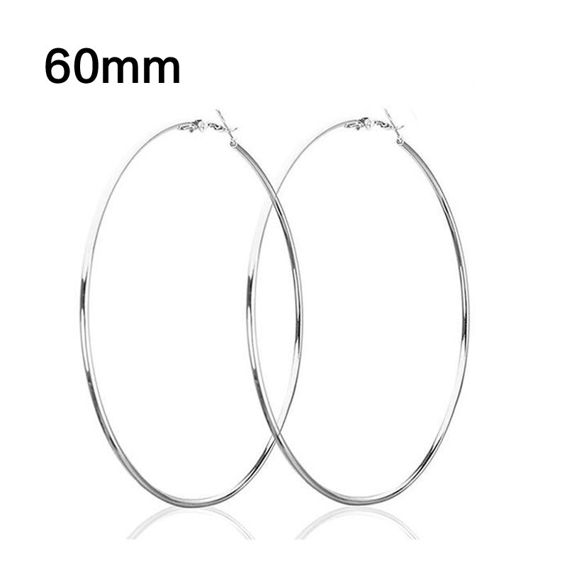30mm 40mm 50mm 60mm grande, suave círculo pendientes Brincos Simple gran ronda pendientes de bucle para la joyería de las mujeres: 60mm