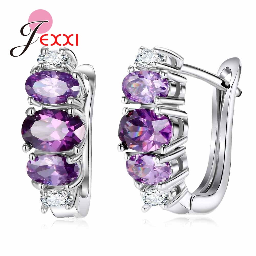 Nuovo Arrivo Elegante 925 Orecchini In Argento Sterling Con Viola di Cristallo Donne Femminile Festa di Nozze Gioielli di Alta Qualità