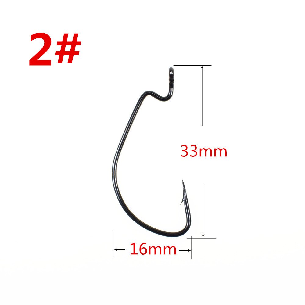 50pcs Soft Worm Lure Offset Fishing Hook Carbon Steel Wide Crank Fishhook: 2