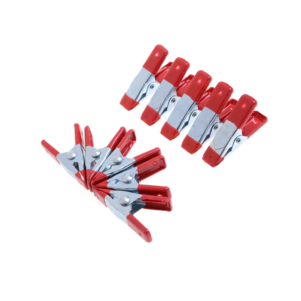 10pcs 2" Mini Metal Heavy Duty Spring Clamps Crocodile Clip Red Plastic Tips Tool Clips Grip Holder