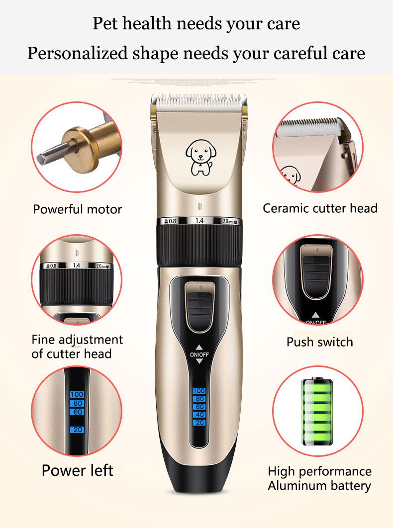 Clipper For Dog Clippers Dogs Grooming Clipper Kit USB Rechargeable Low-Noise Pets Hair Trimmer Display Battery