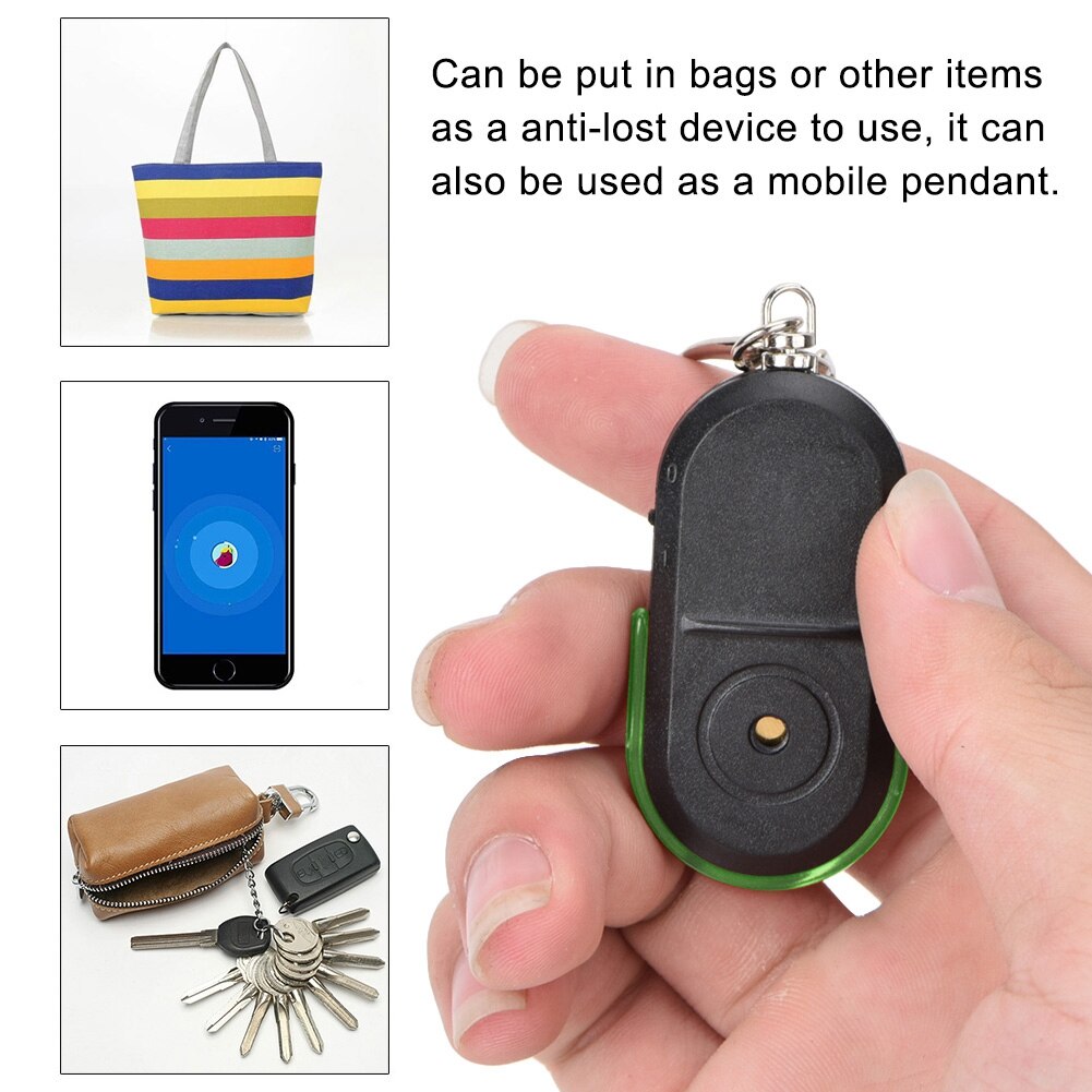 Wireless Anti-Lost Alarm Key Finder Locator Whistle Sound LED light with Battery Green Blue Red