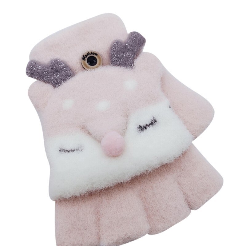 3-7T Kids Kinderen Baby Winter Handschoenen Mooie Cartoon Veelzijdige Katoen Half-Vinger Handschoenen Wanten Warm
