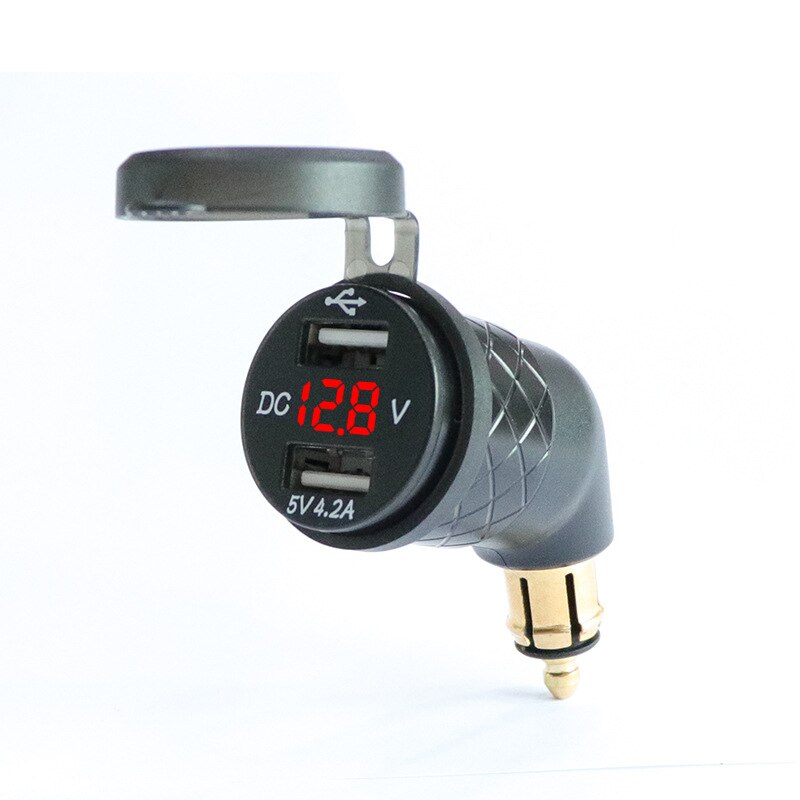 Aluminum Alloy European Motorcycle 5V 4.2A USB Charger DIN Socket Voltmeter for Triumph Tiger Explorer Ducati BMW Motorcycle: Red Light