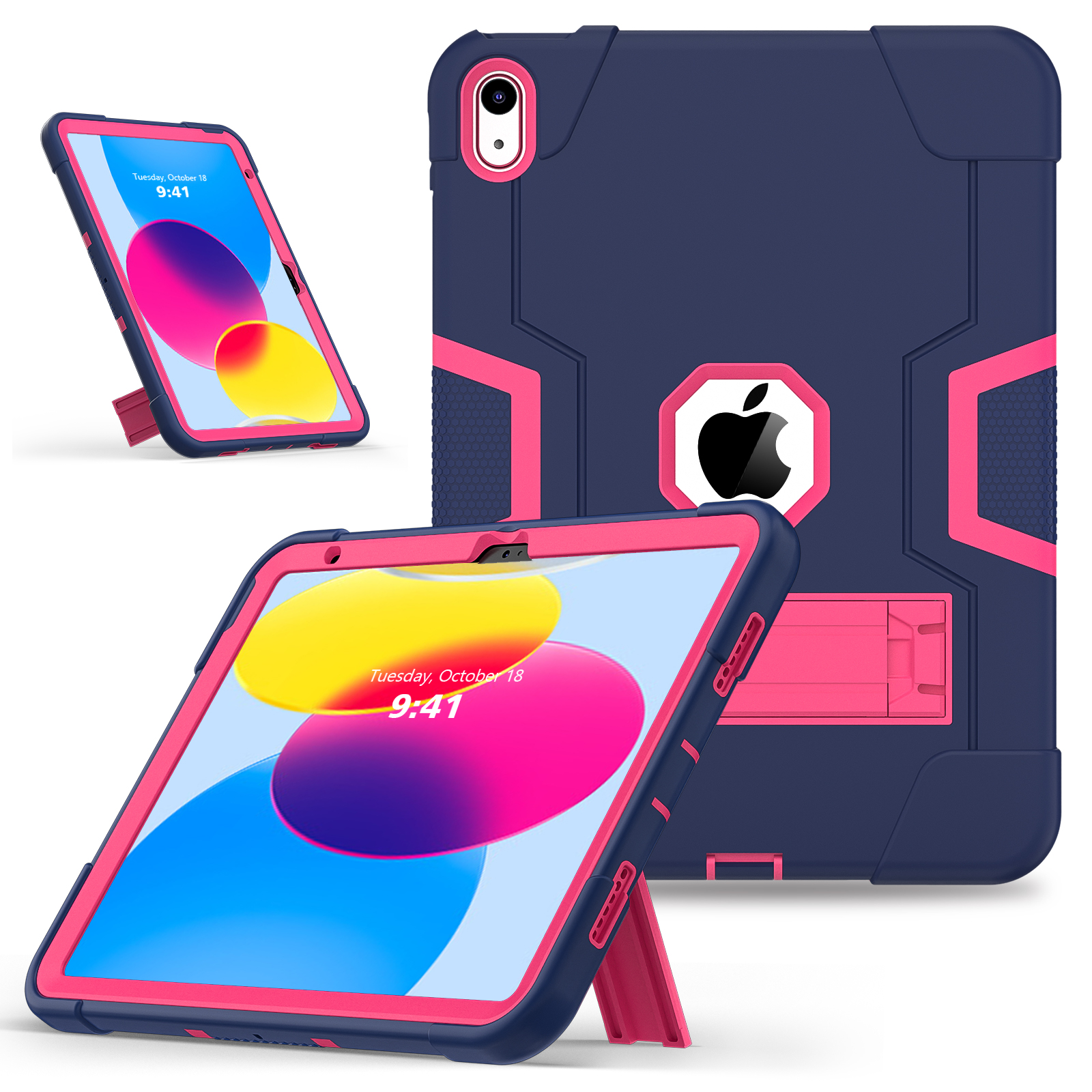 Kickstand Rugged Case Universal For iPad 11" (A16) 11th 10.9 10th A3355 A3356 A2757 A2777 A2696 3-Layers Protect Cover: 12.4 / PURPLE