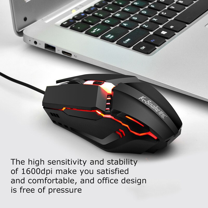 USB Wired Gaming Mouse 1600DPI Adjustable LED Backlit Gamer Mice Ergonomic Computer Mouse for PC Laptop