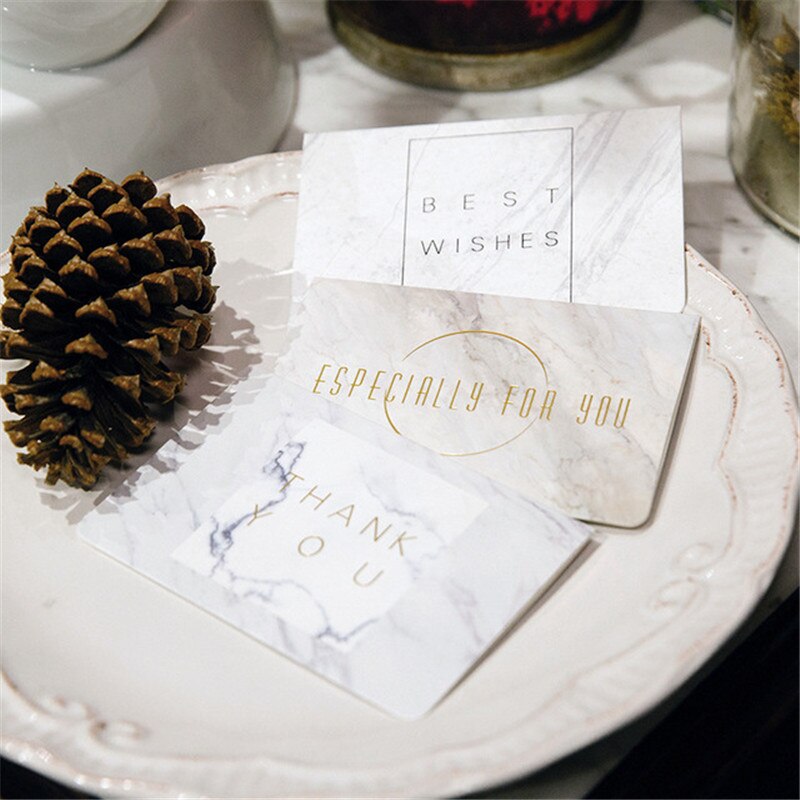 5Pcs Dank U Kaarten Marmer Vouwen Soort Buisness Zegen Wenskaarten Wedding Party Uitnodigingen Verjaardag Lege Cards