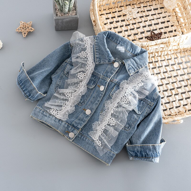 Spring baby girl clothes kids lace denim jacket outerwear for 1 2 3 year baby girl clothing infant birthday coats