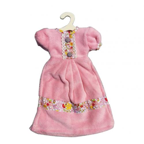 Dikke handdoek zachte fluwelen waterabsorberende schoonmaakdoeken jurkvormige wandhangende handdoeken badkamer keuken schoonmaakdoeken: Roze