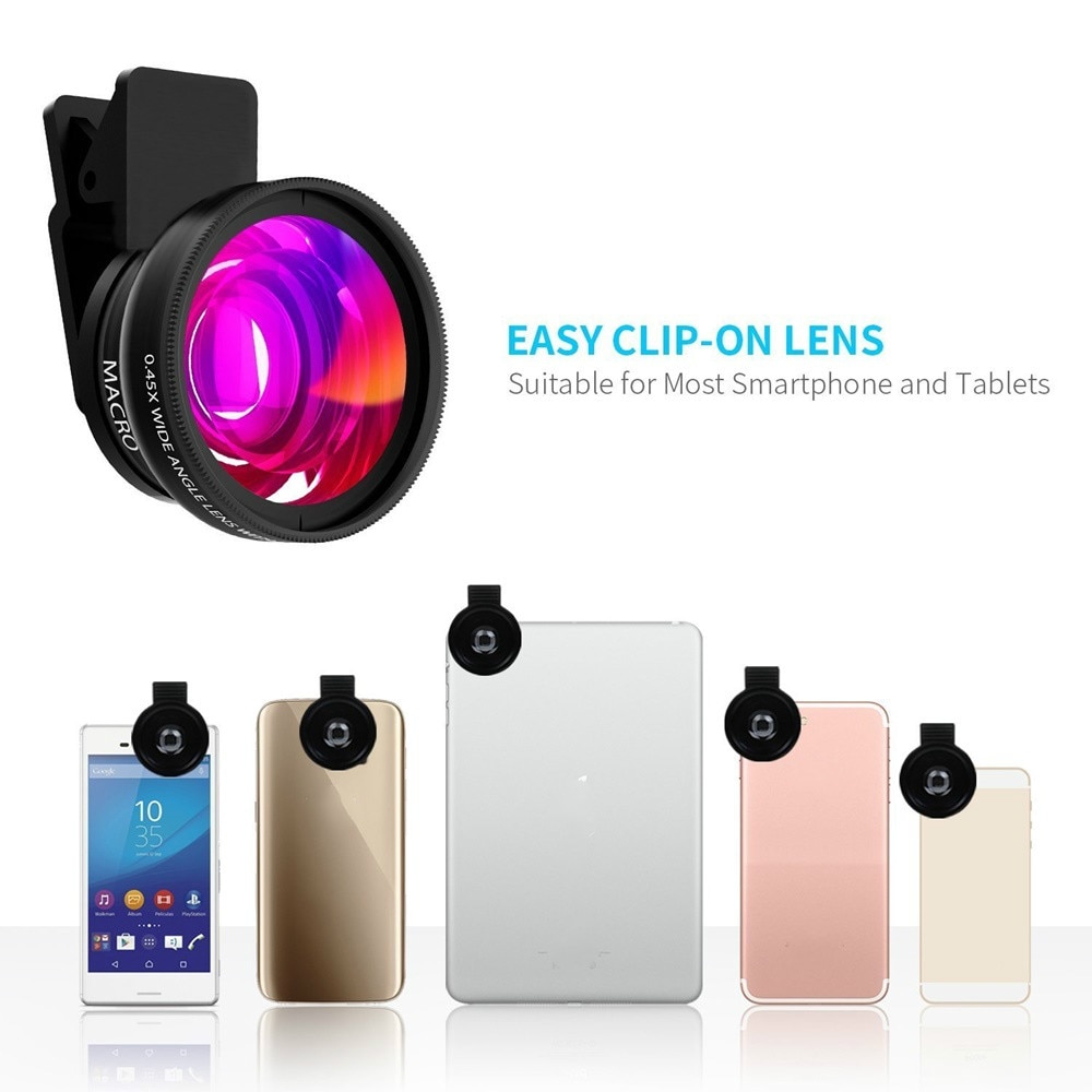 Kalansilmälinssi matkapuhelimen linssi 0.45x superlaajakulma 12.5x supermakro hd kamera linssi iphonelle 8 7 6 xs huawei xiaomi samsung