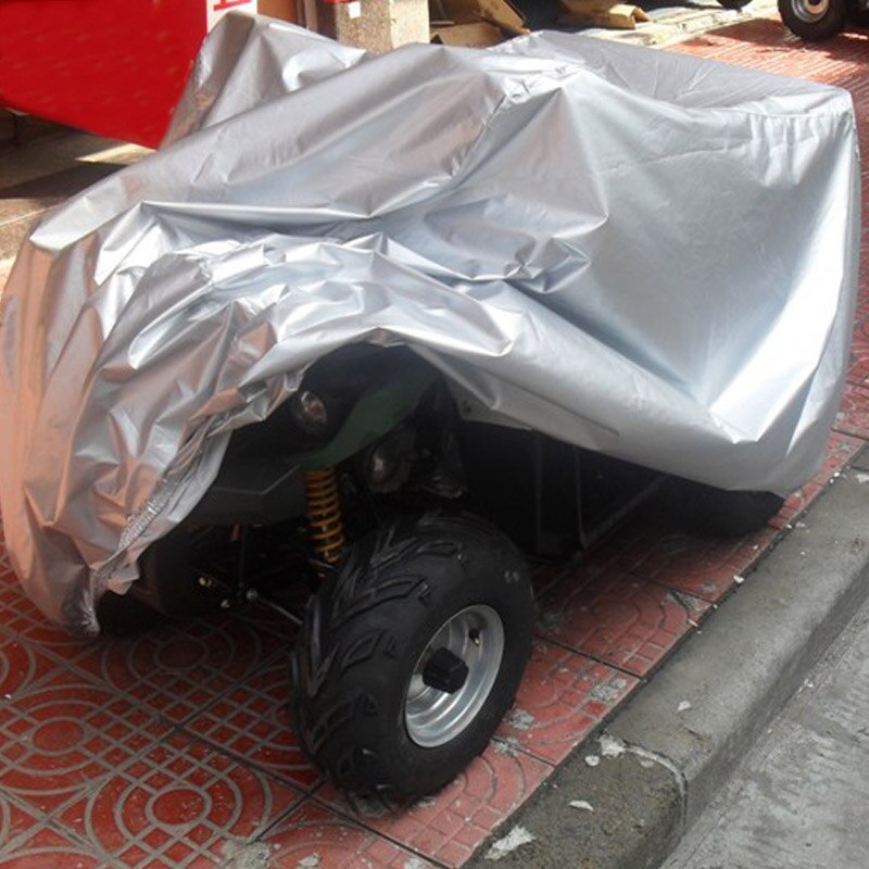 Cubierta de ATV negra impermeable para vehículo de motocicleta de playa, cubierta de Quad Bike a prueba de polvo, accesorios protectores de la caja de la motocicleta: XL-210x120x115cm / Silver