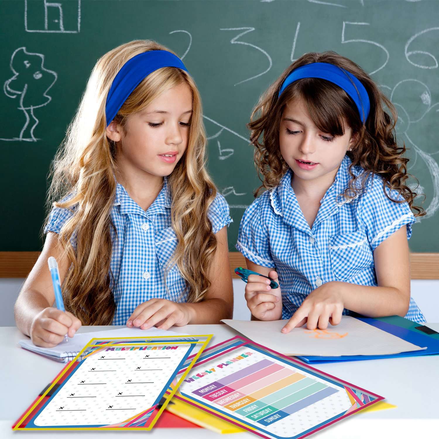 30 poches effaçables à sec multicolores, surdimensionnées 10X13 poches, parfaites pour l'organisation de la classe, poches effaçables à sec réutilisables, T
