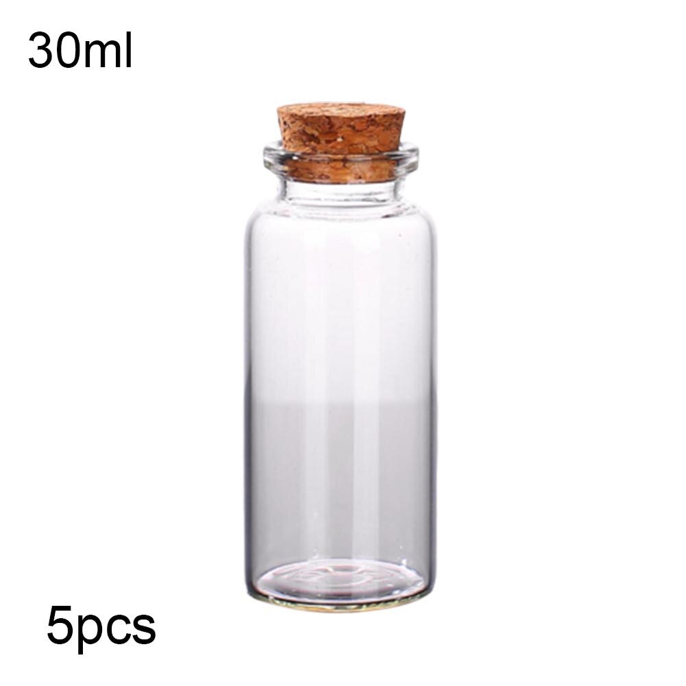 5Pcs 10/15/20/25/30/40/70ml Clear Cork Stopper Wishing Empty Glass Bottle Vials: 30ml