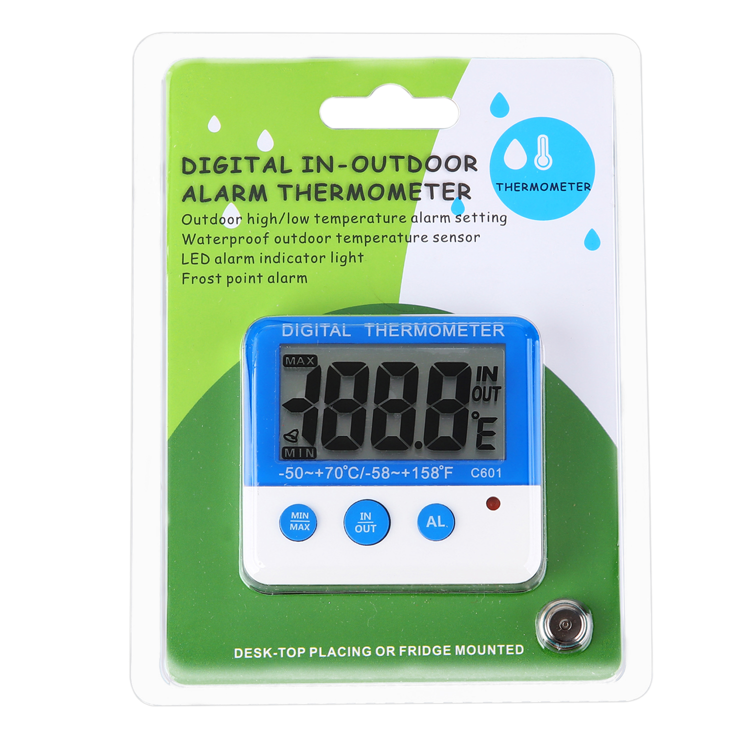 Digitales Kühlschrankthermometer mit Alarm und maximaler Min. Temperatur. Leicht ablesbares LCD-Display. Digitales Kühlschrank-Gefrierschrank-Thermometer