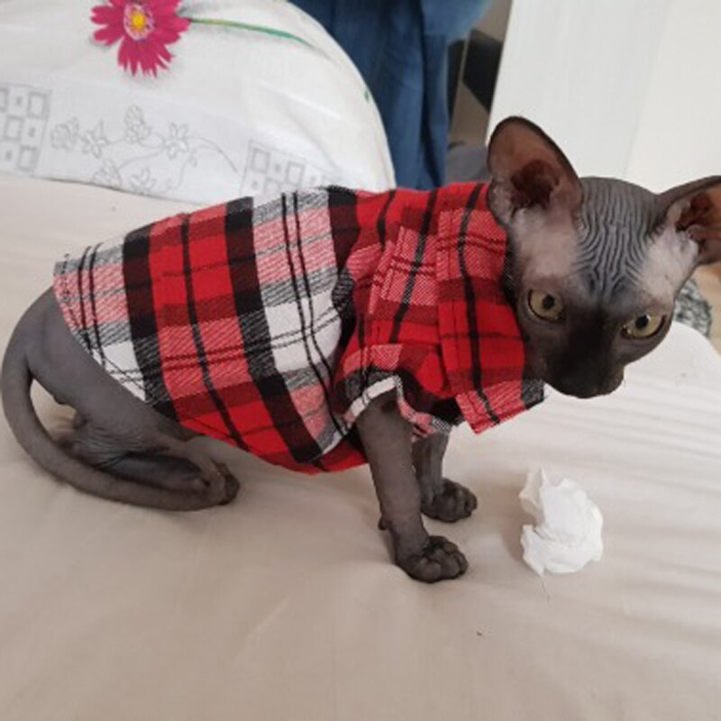 Haustier Katze Kleidung Für Kleine Katzen Frühling/Sommer Kariertes Hemd Kleidung Welpen Hund Hemden Weste Kleidung Kätzchen Outfits 3 farben