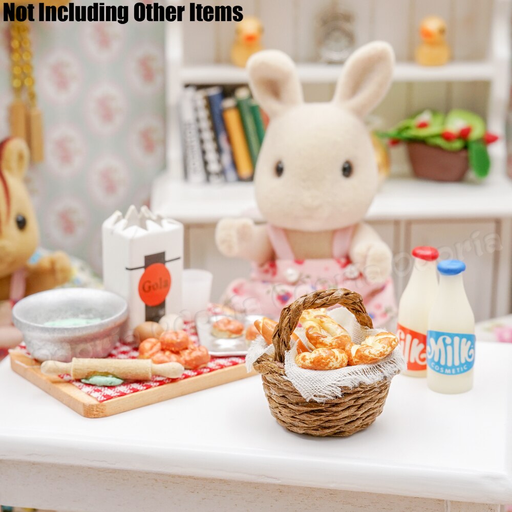 1:12 Miniatuur Brood In Mand Set Simulatie Voedsel Keuken Bakkerij Poppenhuis Speelgoed Decor