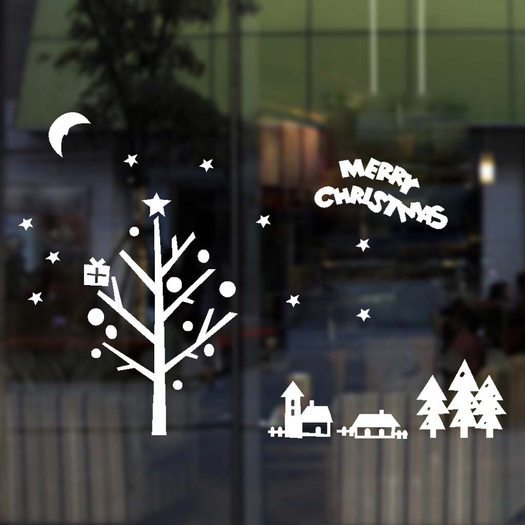 Multi Diverse Christmas Wall Stickers Cute Restaurant Mall Decoration Snow Glass shop Window Removable winter Decor: 15 90x 60cm