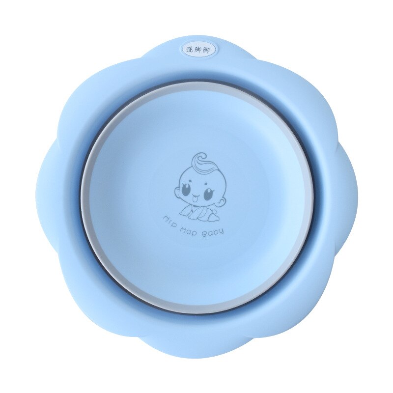 1PC bébé pliant lavabo ménage enfants dessin animé pliant pied cul bassin bébé télescopique Portable épais plastique petit bassin: green