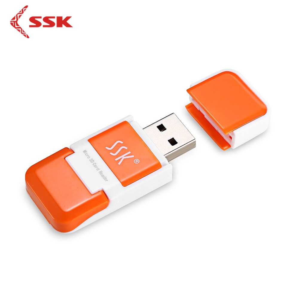 SSK-Lector de tarjetas Micro SD para ordenador portátil, Mini T-FLASH de alta velocidad, USB 2,0, naranja, azul, SCRS022