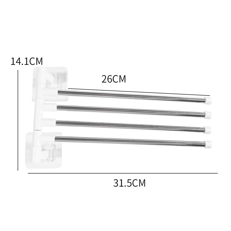 Rotatable Swing Arms Towel Rack Bathroom Kitchen Wall Mounted Bracket Save Space 2-6-Bar Aluminum Towel Hanger Organizer