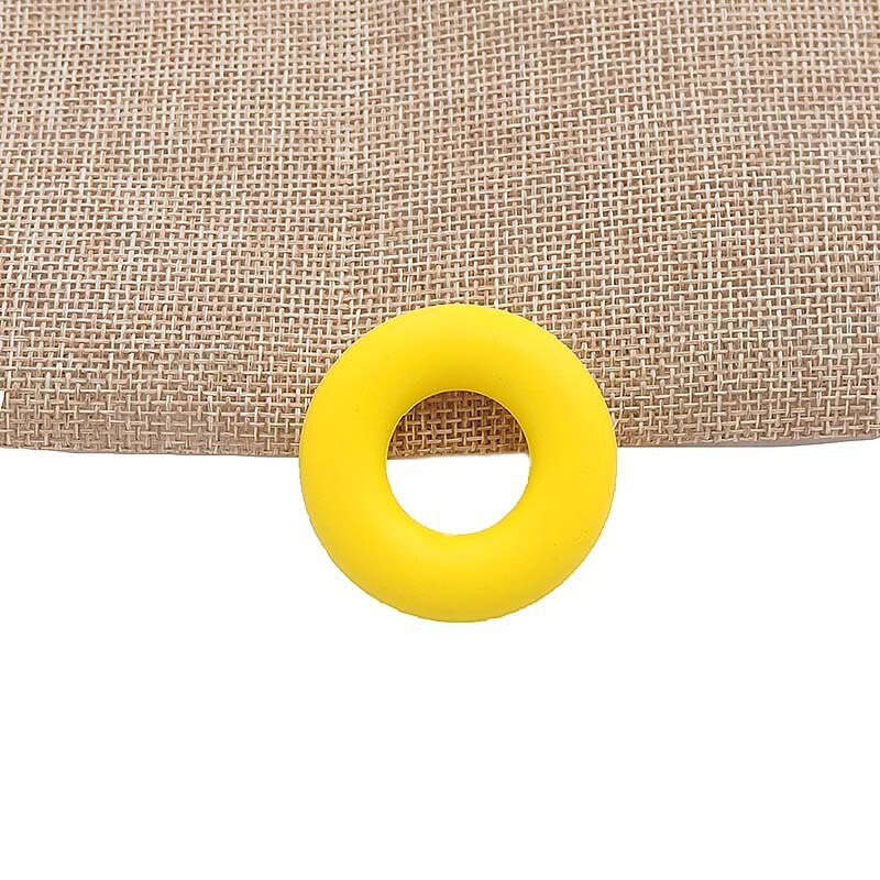 Chenkai-anneau de dentition Silicone sans BPA | Perles de donuts pour bébé, pour la fabrication bricolage, accessoires de jouets, 50 pièces: Jaune