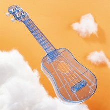 Universal Transparent Ukulele 21 Inch Ukulele 4 Strings Mini Guitar Beginner Instruments Kids Transparent Ukulele With Pick: Transparent Blue