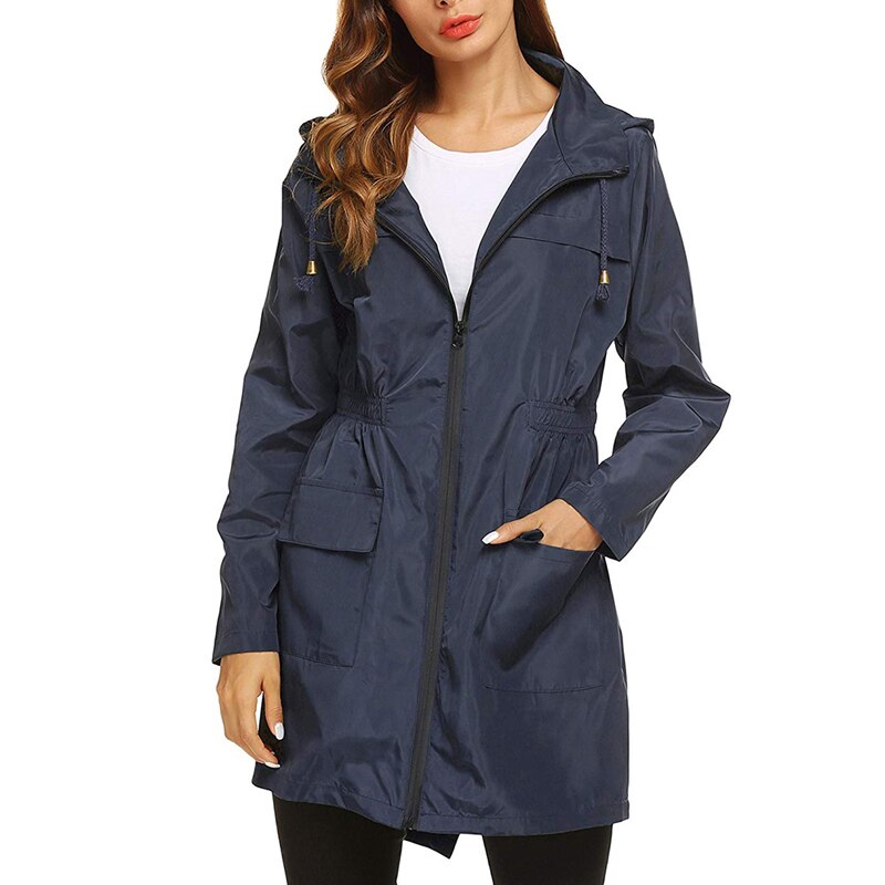Women Waterproof Packable Hooded Jacket Outdoor Hiking Clothes Lightweight Raincoat