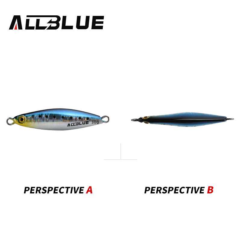 ALLBLUE-Plantilla de Metal de fundición de husillo, 20G, 30G, 40G, lanzar orilla, Jigging, cuchara, señuelo para pesca de lubina, cebo Artificial, aparejos giratorios