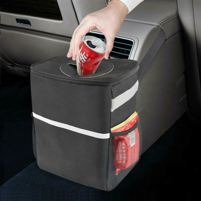 Cubo de basura plegable Universal para asiento de coche, organizador resistente a las fugas, multifunción, color negro