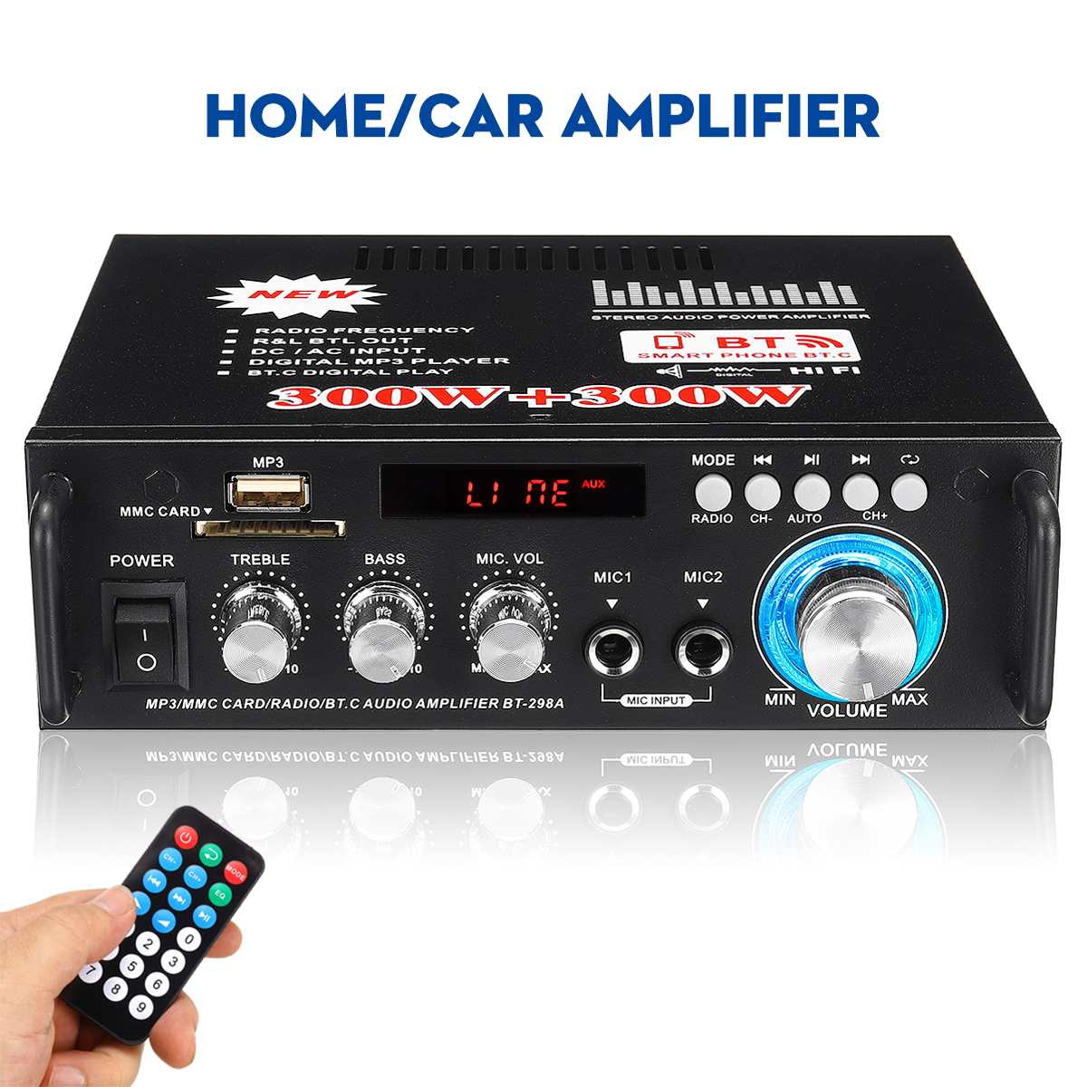 110/220V 600W Home Amplifier Audio bluetooth Amplifier Subwoofer Amplifier Home Theater Sound System Mini Amplifier