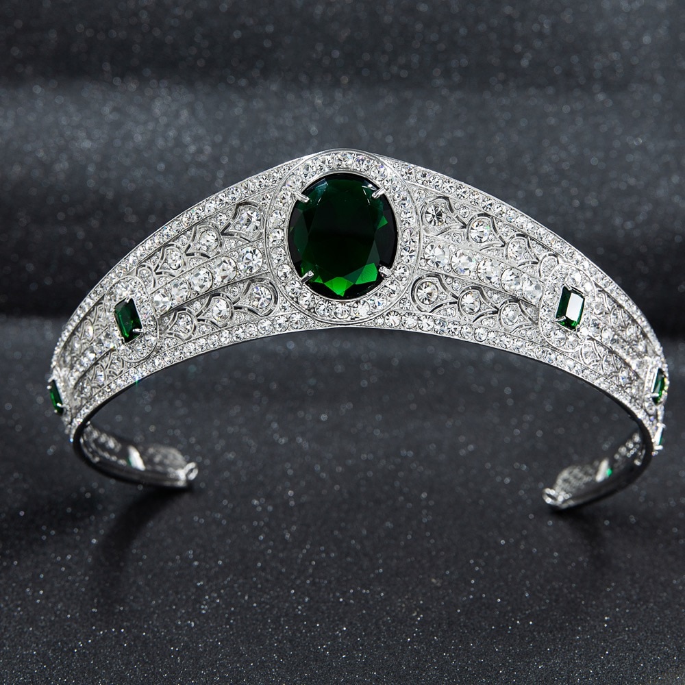 Ægte østrigsk rhinestone cz prinsesse eugenie bryllup brude tiara krone til kvinder tilbehør smykker  hg086a