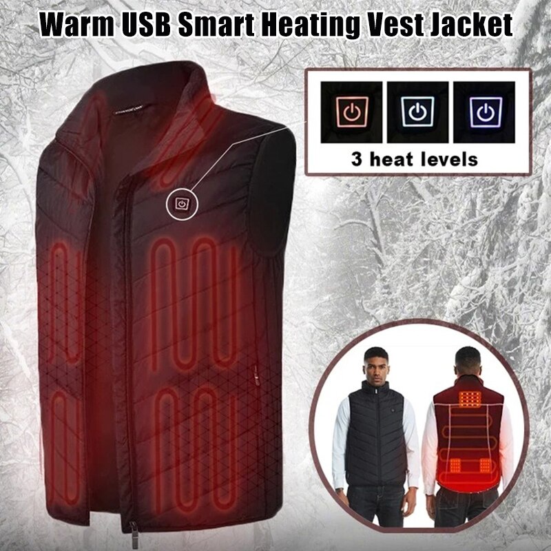 Unisex opvarmning opvarmet vest usb opladning polstrede jakker smart opvarmning hætte vest frakke  h7jp