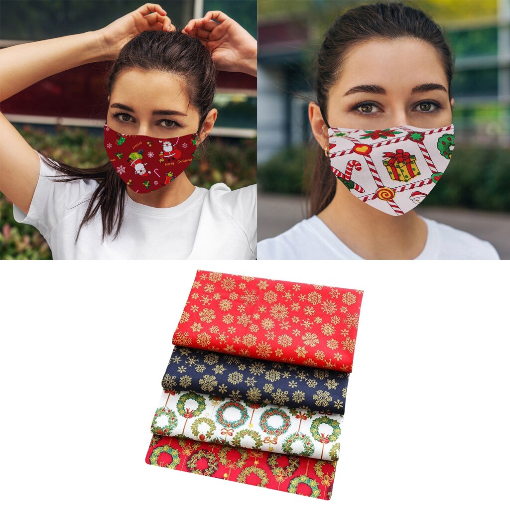 5x 25cm Christmas Fabric Patchwork Cotton Squares Bundle Sewing Quilting, Craft Fabric Bundle Squares Patchwork DIY Scrapbooking