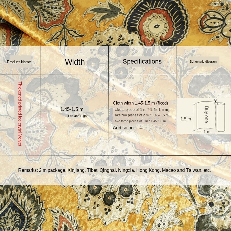 Nappe large pour coussin de canapé, 57 pouces, tissu velours glacé, tissu imprimé européen, flanelle, au mètre