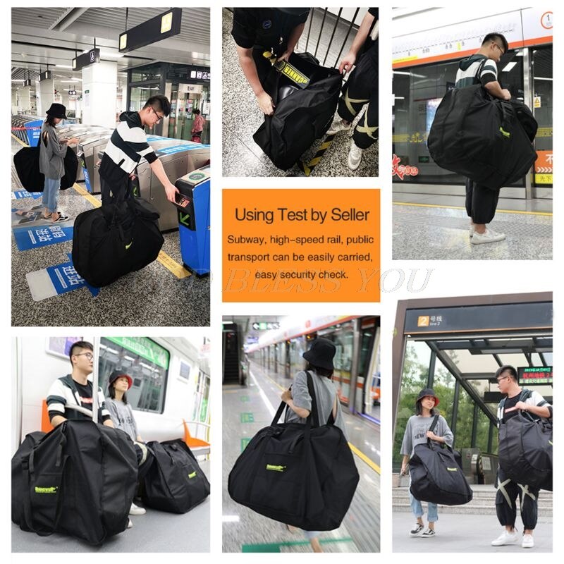 Bolsa de bicicleta plegable-maleta impermeable para bicicleta, bolsa de transporte para bicicleta al aire libre, adecuada para viaje en tren y coche,
